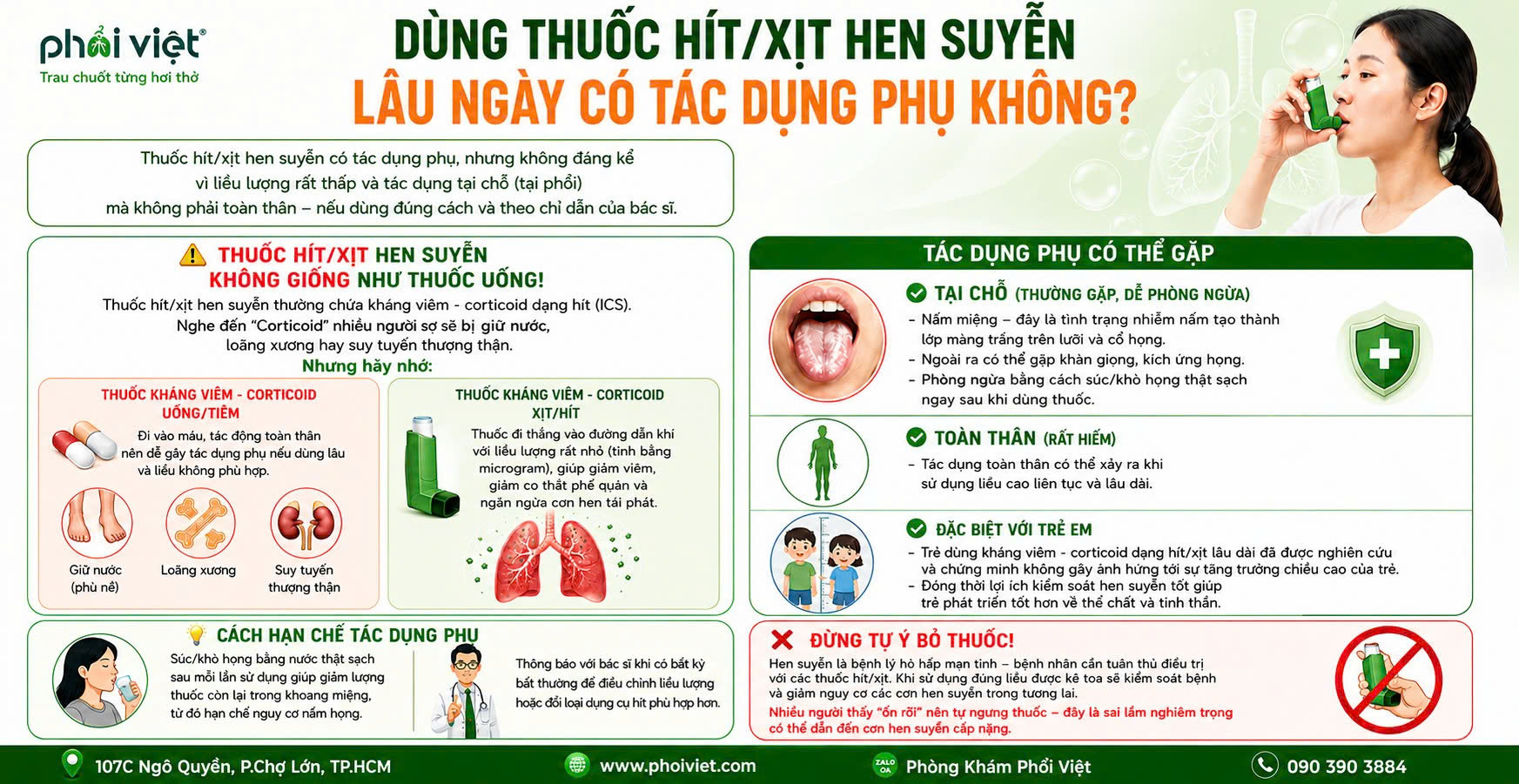 THUỐC HÍT/XỊT HEN SUYỄN LÂU NGÀY CÓ TÁC DỤNG PHỤ KHÔNG?